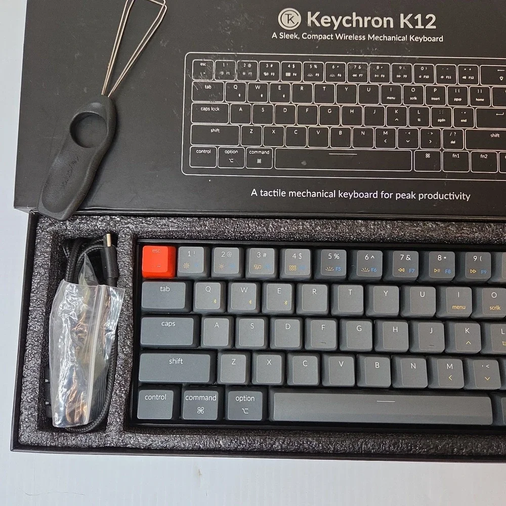 Keychron K12 Wireless Mechanical Keyboard Black Gray K12J3 Bluetooth 60% Layout